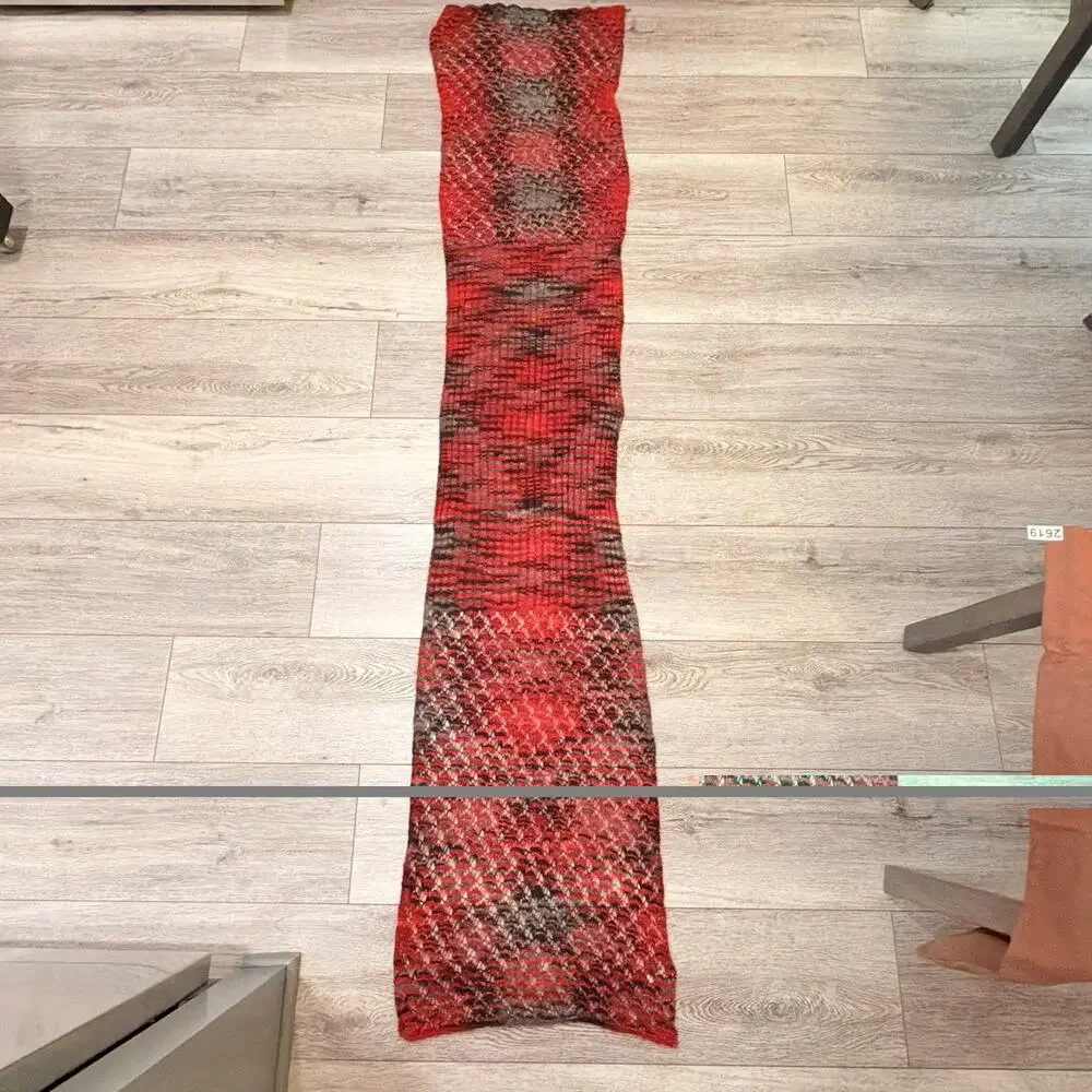 Collection Eighteen Abstract Print Knit Scarf Pink Red Boho Cottagecore Wrap
